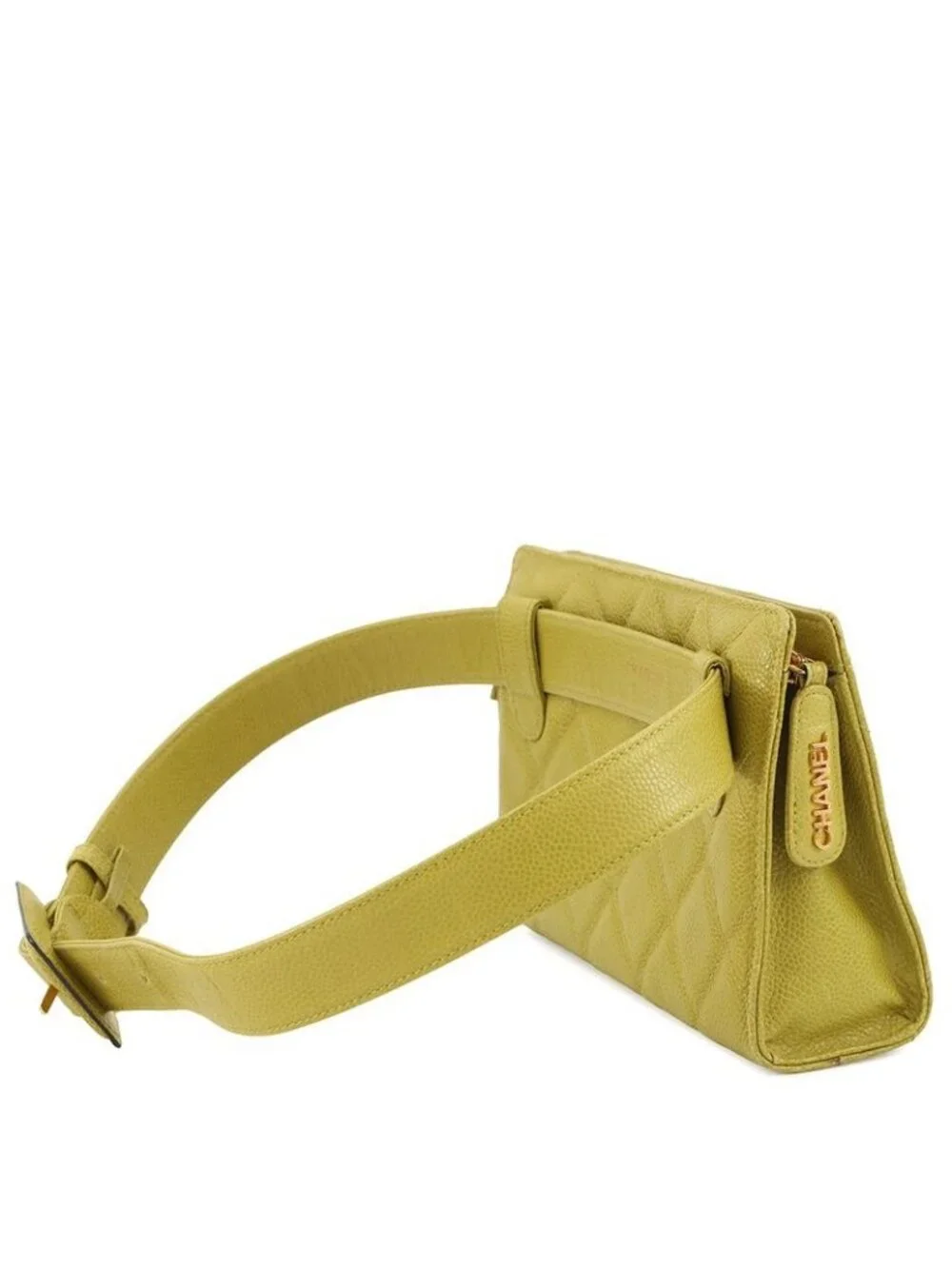 Chanel Waist Bag Quilted Caviar Leather Pouch Light Green - Picture 2 of 10